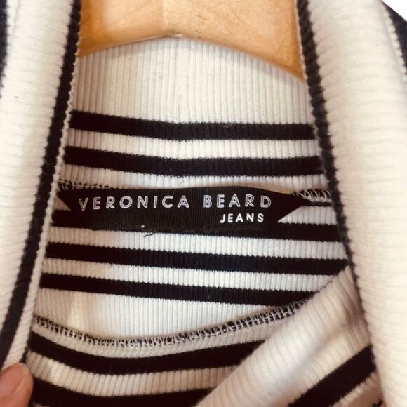 Veronica Beard Cedar Striped Stretch-pima Cotton Turtleneck Sweater Top - Picture 5 of 13